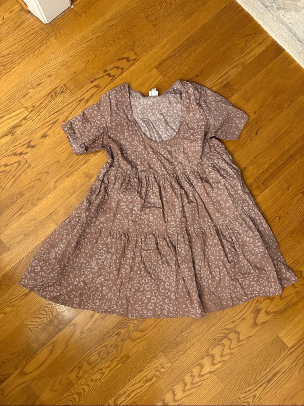 a new day Mauve Leopard Print Tiered Mini Dress